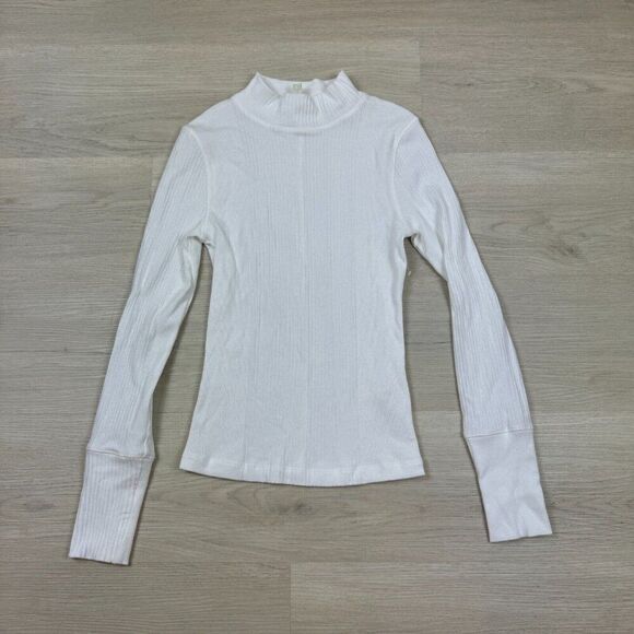 Free People The Rickie Mock Neck Top Womens XS White Ribbed NEW - Picture 3 of 5